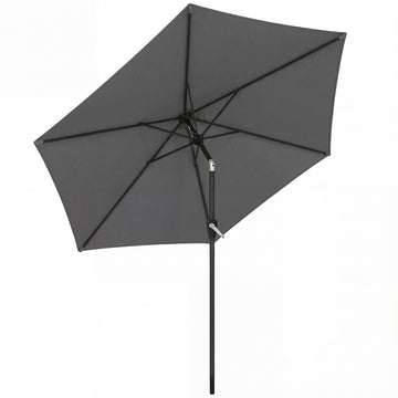 Knikbare parasol 270 cm met zwengel, UV 50+ | Kleur: Donkergrijs | Afmetingen: 270x270x219 cm