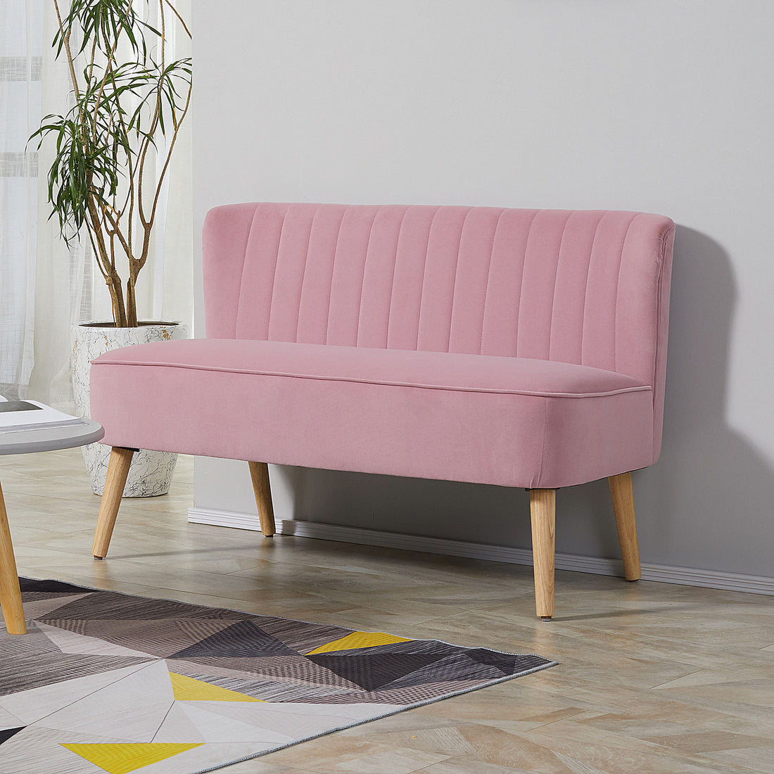 2-zits stoffen bank - Roze | Kleur: Roze | Afmetingen: 117x56,5x77 cm