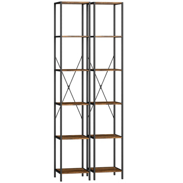 Set van 2 6-laagse boekenkasten - Bruin | Kleur: Bruin | Afmetingen: 30x30x174.5 cm