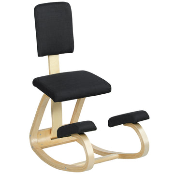 Ergonomische kniestoel met rugleuning | Kleur: Zwart | Afmetingen: 51x84x93 cm