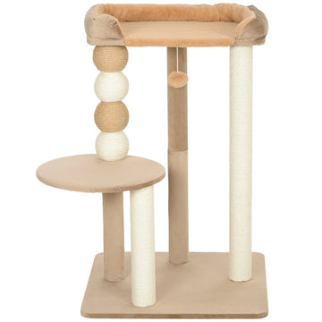 Kattentoren met krabpaal voor grote katten | Kleur: Koffie | Afmetingen: 54x56x86 cm