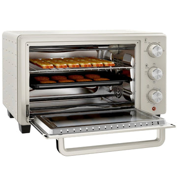 Mini oven - Toaster voor 4 sneetjes, 10 inch pizza | Kleur: Crèmewit | Afmetingen: 38,5x46x29 cm