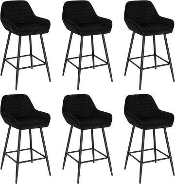 6-delige set barhockers met armleuningen | Zwart | 32,5x37x64 cm