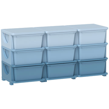 Kinderopbergkast met 9 laden | Kleur: Blauw | Afmetingen: 37x113x56,5 cm