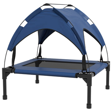Hondenbed met dak voor buiten - Waterafstotend | Kleur: Blauw | Afmetingen: 61x76x69.5 cm