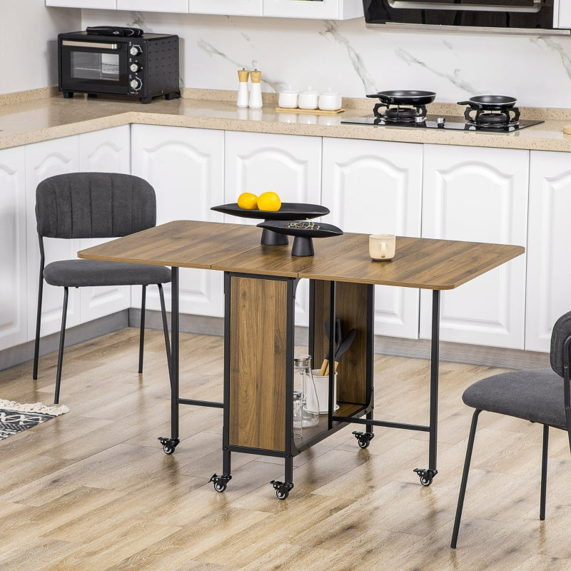 Opvouwbare eettafel op wielen | Kleur: Lichtbruin | Afmetingen: 80x130x74 cm