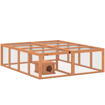 Konijnenren met nachthok | Kleur: Oranje | Afmetingen: 150x180,4x48 cm