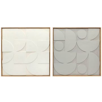 3D geometrische wanddecoratie set van 2, wit | Kleur: Wit | Afmetingen: 80x3.5x80 cm