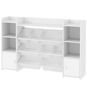 Kinderopbergrek met speelgoedbakken en kast | Kleur: Wit | Afmetingen: 140x30x90 cm