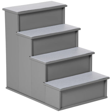 Huisdiertrap met 4 treden | Kleur: Donker koffiebruin | Afmetingen: 59x40x54,2 cm