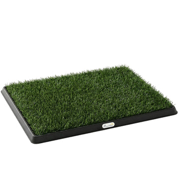 Hondentoilette met 2 kunstgrasmatten | Kleur: Zwart+Groen | Afmetingen: 50,5x63x3,5 cm