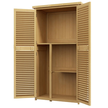 Weerbestendige houten tuinkast met bitumendak | Kleur: Bruin | Afmetingen: 46.5x87x160 cm