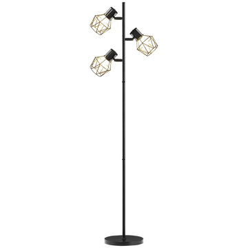 3-lichts vloerlamp - Verstelbare lampkoppen | Kleur: Zwart | Afmetingen: 28x41x169 cm