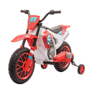 Elektrische kindermotorfiets | Kleur: Rood+Wit | Afmetingen: 51.5x106.5x68 cm