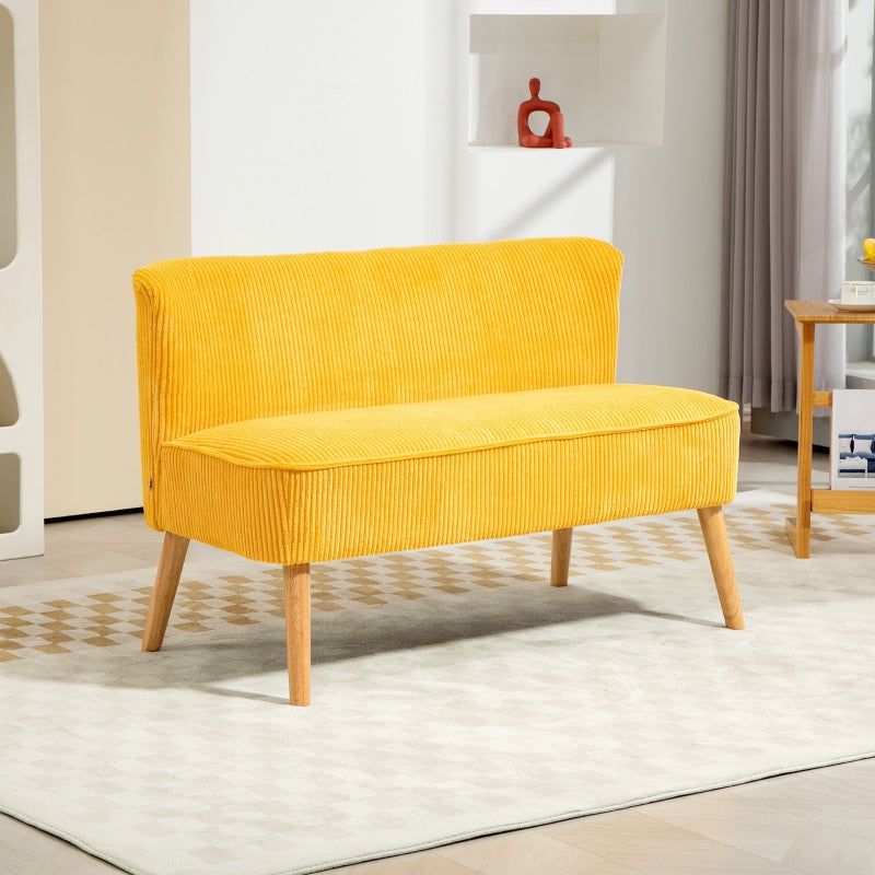 Elegantes 2-Sitzer Sofa - Skandinavisches Stoffsofa | Farbe: Gelb | Maße: 117x56.5x77 cm