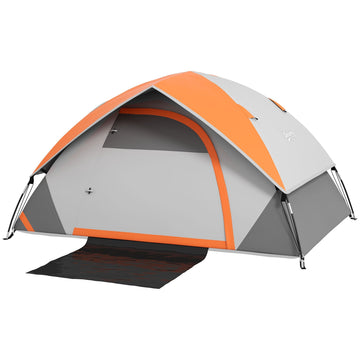 Lichtgewicht koepeltent voor 2 personen | Kleur: Grijs + Oranje