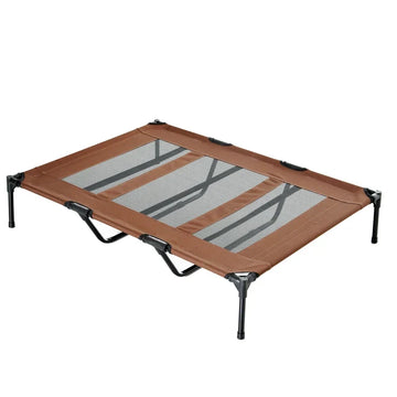 Verhoogd hondenbed - Opvouwbare hondenligstoel | Kleur: Bruin | Afmetingen: 92x122x23 cm