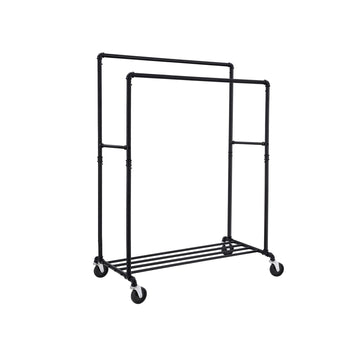 Kledingrek - Vintage - Ruimtebesparend - Verrijdbaar - 100 x 146/162 x 59 cm