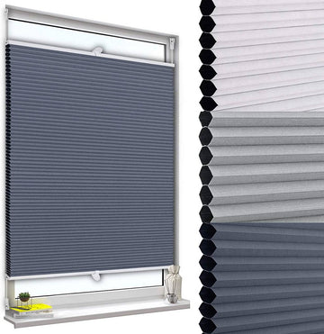 Honingraat plisségordijn zonder boren met klemsteunen | Blauw-wit | 85x130 cm