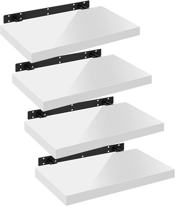 4-delige set zwevende wandplanken | Wit | 50x22.9x3.8 cm