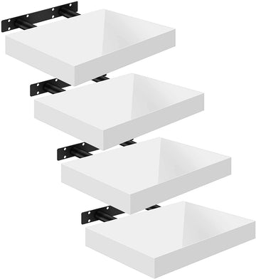 Set van 4 zwevende wandplanken | Wit | 30x3,8x22,9 cm