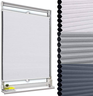Dubbel honingraatplissé zonder boren met klemsteunen | Wit | 75x130 cm