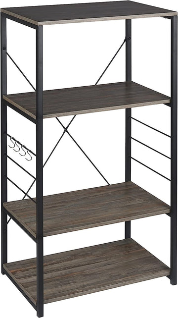 Keukenrek bakkersrek met 4 planken en haken | Donker beuken | 60x40x124 cm