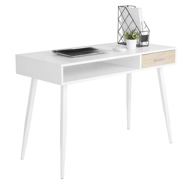 Bureau met lade en open vak | Wit | 50x110x75 cm