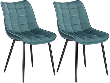 Set van 2 eetkamerstoelen met rugleuning fluweel metalen poten | Turkoois | 46x40,5x85,5 cm