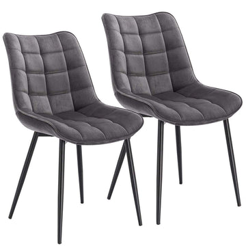 2 eetkamerstoelen met rugleuning, velvet, metalen poten | Donkergrijs | 46x40,5x85,5 cm