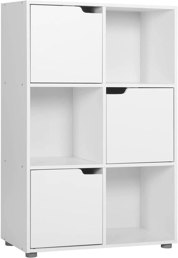 Boekenkast met 3 deuren en 6 vakken | Wit