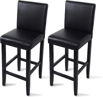 2-delige set barkrukken met rugleuning van kunstleer | Zwart | 41x37,5x110 cm