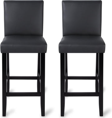 Set van 2 barkrukken met rugleuning, dik gepolsterd | Grijs | 41x37,5x110 cm