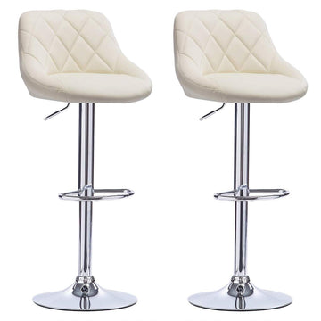 Set van 2 verstelbare draaibare barstoelen van kunstleer | Crème