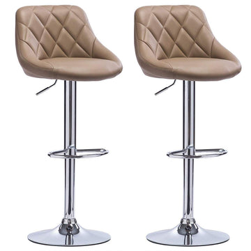 Set van 2 verstelbare barstoelen van kunstleer | Khaki | 35x38x83-104 cm