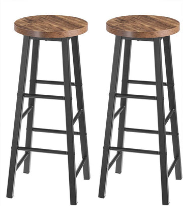 Barhockers 2-delige set van staal en MDF | Zwart-Vintage