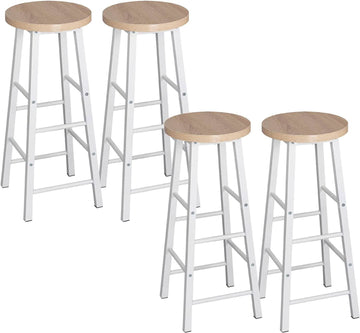 Set van 4 industriële barhockers | Licht eiken | 30x30x71 cm