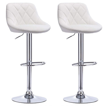 Set van 2 verstelbare barhockers van kunstleer | Wit