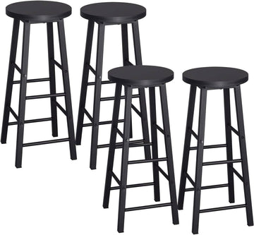Bistrobarkrukken 4-delige set van staal en MDF | Zwart