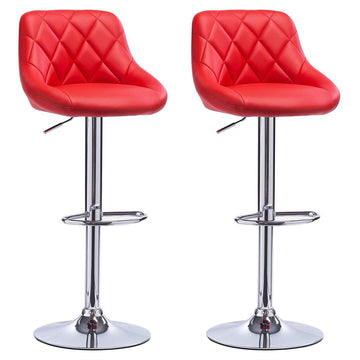 Set van 2 verstelbare barstoelen van kunstleer | Rood | 35x38x83-104 cm