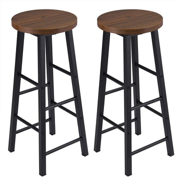 Barhockers 2-delige set stalen frame MDF zitting | Donkerbeuken | 30x30x71 cm