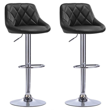 2 verstelbare draaibare barstoelen van kunstleer | Zwart | 35x38x83-104 cm