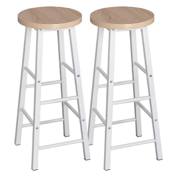 Set van 2 barhockers met stalen frame en MDF-zitting | Licht eiken