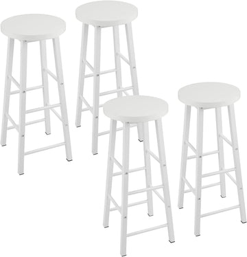 Set van 4 barhockers met MDF-zitting en stalen frame | Wit