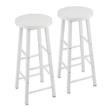 Set van 2 industriële barhockers met houten zitting | Wit | 30x30x71 cm
