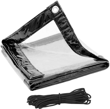 Waterdicht pvc-afdekzeil met ogen en touw 3x3 m | Transparant + zwart | 3x3 m