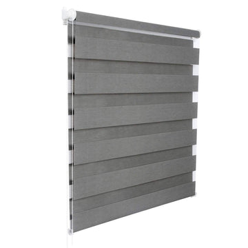 Duo rolgordijn zonder boren houtlook | Grijs | 50x150 cm