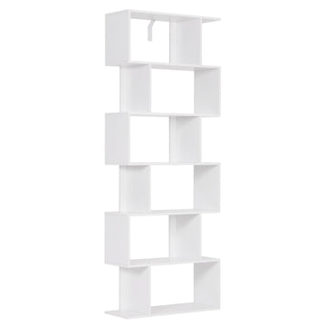 Boekenkast 6 niveaus, vrijstaand rek | Wit | 60x23,5x160 cm