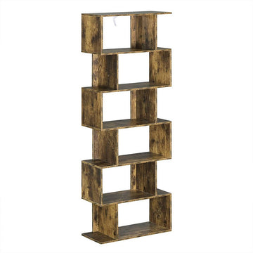 Boekenkast 6 vakken vrijstaand | Vintagebruin | 60x23,5x160 cm