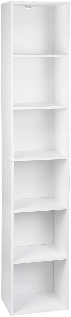 Boekenkast met 6 vakken | Wit | 30x24x158,5 cm